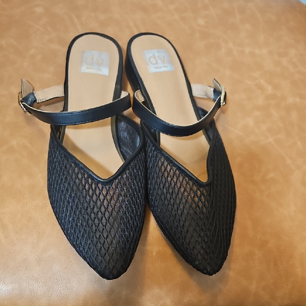 DV by Dolce Vita Women's Black Mesh Mules